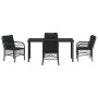 Conjunto de Comedor de Jardín con cojín 5 pcs Negro Poliratán