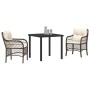 Conjunto de Comedor de Jardín con cojín 3 pcs Marrón Poliratán