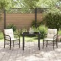 Conjunto de Comedor de Jardín con cojín 3 pcs Marrón Poliratán
