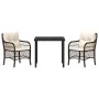 Conjunto de Comedor de Jardín con cojín 3 pcs Marrón Poliratán