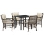Conjunto de Comedor de Jardín con cojín 5 pcs Marrón Poliratán