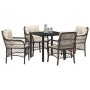 Conjunto de Comedor de Jardín con cojín 5 pcs Marrón Poliratán