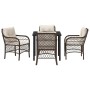 Conjunto de Comedor de Jardín con cojín 5 pcs Marrón Poliratán