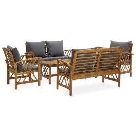 Muebles de jardín 5 piezas con cojines madera maciza de acacia en Conjuntos de jardín | Comprar online en Foro24