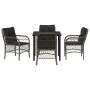 Conjunto de Comedor de Jardín con cojín 5 pcs Gris Poliratán