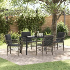 Conjunto de Comedor de Jardín con cojín 5 pcs Gris Poliratán Conjunto de Comedor de Jardín con cojín 5 pcs Gris Poliratán