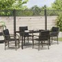 Conjunto de Comedor de Jardín con cojín 5 pcs Gris Poliratán