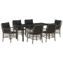 Conjunto de Comedor de Jardín con cojín 7 pcs Gris Poliratán