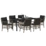 Conjunto de Comedor de Jardín con cojín 7 pcs Gris Poliratán