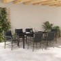 Conjunto de Comedor de Jardín con cojín 7 pcs Gris Poliratán