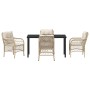 Conjunto de Comedor de Jardín con cojín 5 pcs Beige Poliratán