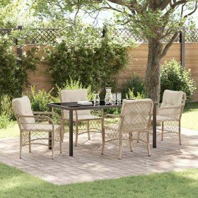 Conjunto de Comedor de Jardín con cojín 5 pcs Beige Poliratán Conjunto de Comedor de Jardín con cojín 5 pcs Beige Poliratán
