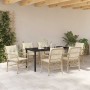 Conjunto de Comedor de Jardín con cojín 7 pcs Beige Poliratán