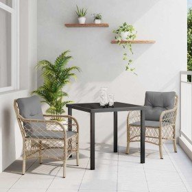 Conjunto de Comedor de Jardín con cojín 3 pcs Beige Poliratán en Conjuntos de jardín | Comprar online en Foro24