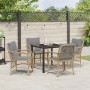 Conjunto de Comedor de Jardín con cojín 5 pcs Beige Poliratán