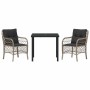 Conjunto de Comedor de Jardín 3 pcs Gris claro Poliratán