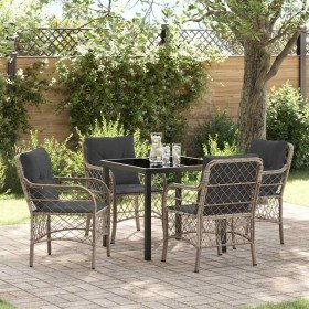 Conjunto de Comedor de Jardín 5 pcs Gris claro Poliratán