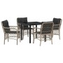 Conjunto de Comedor de Jardín 5 pcs Gris claro Poliratán
