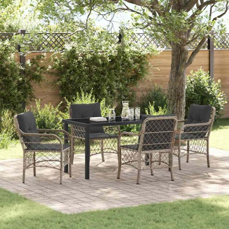 Conjunto de Comedor de Jardín 5 pcs Gris claro Poliratán
