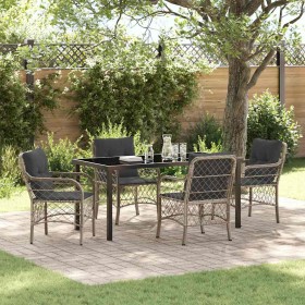 Conjunto de Comedor de Jardín 5 pcs Gris claro Poliratán