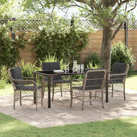 Conjunto de Comedor de Jardín 5 pcs Gris claro Poliratán