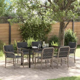 Conjunto de Comedor de Jardín 7 pcs Gris claro Poliratán