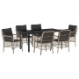 Conjunto de Comedor de Jardín 7 pcs Gris claro Poliratán