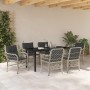 Conjunto de Comedor de Jardín 7 pcs Gris claro Poliratán
