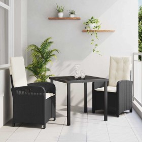 Conjunto de Comedor de Jardín 3 pcs Negro ratán sintético Conjunto de Comedor de Jardín 3 pcs Negro ratán sintético