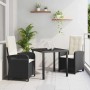 Conjunto de Comedor de Jardín 3 pcs Negro ratán sintético