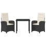 Conjunto de Comedor de Jardín 3 pcs Negro ratán sintético