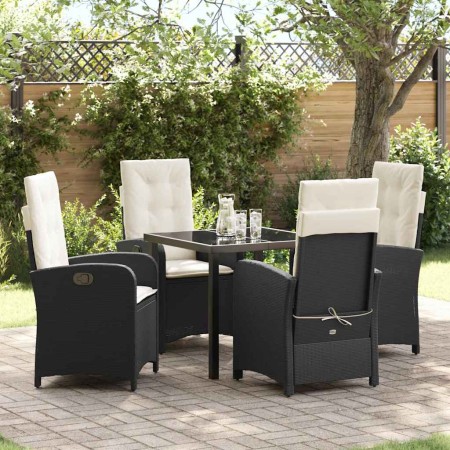 Conjunto de Comedor de Jardín 5 pcs Negro ratán sintético