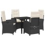 Conjunto de Comedor de Jardín 5 pcs Negro ratán sintético