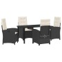 Conjunto de Comedor de Jardín 5 pcs Negro ratán sintético