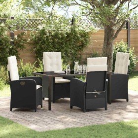 Conjunto de Comedor de Jardín 5 pcs Negro ratán sintético