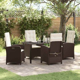 Conjunto de Comedor de Jardín 5 pcs Marrón ratán sintético