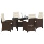 Conjunto de Comedor de Jardín 5 pcs Marrón ratán sintético