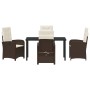 Conjunto de Comedor de Jardín 5 pcs Marrón ratán sintético