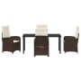 Conjunto de Comedor de Jardín 5 pcs Marrón ratán sintético