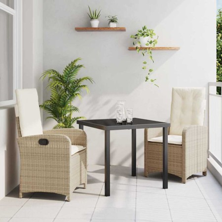 Conjunto de Comedor de Jardín 3 pcs Beige ratán sintético en Conjuntos de jardín | Comprar online en Foro24