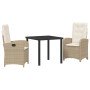 Conjunto de Comedor de Jardín 3 pcs Beige ratán sintético
