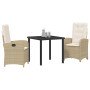 Conjunto de Comedor de Jardín 3 pcs Beige ratán sintético