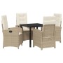 Conjunto de Comedor de Jardín 5 pcs Beige ratán sintético