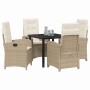 Conjunto de Comedor de Jardín 5 pcs Beige ratán sintético