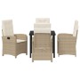 Conjunto de Comedor de Jardín 5 pcs Beige ratán sintético