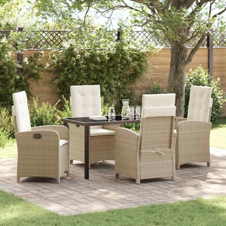 Conjunto de Comedor de Jardín 5 pcs Beige ratán sintético