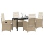 Conjunto de Comedor de Jardín 5 pcs Beige ratán sintético