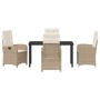 Conjunto de Comedor de Jardín 5 pcs Beige ratán sintético