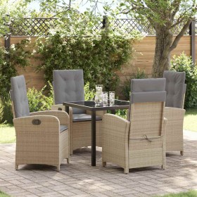 Conjunto de Comedor de Jardín 5 pcs Beige ratán sintético