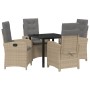 Conjunto de Comedor de Jardín 5 pcs Beige ratán sintético